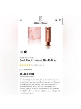 Predire Paris Snail Mucin Instant Skin Refiner $1,400